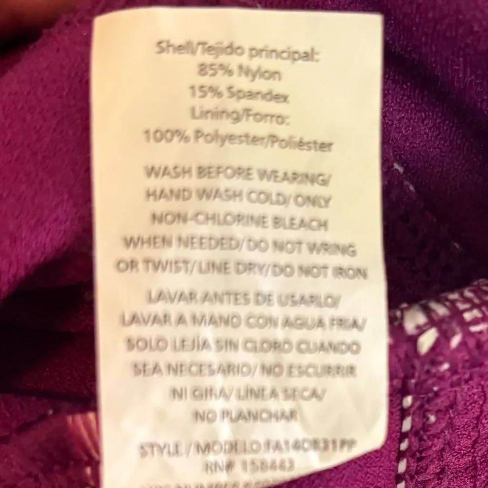 Freshwater Surplice Lace-Back One-Piece Swimsuit Plus Size 2X Purple Floral - Picture 13 of 16